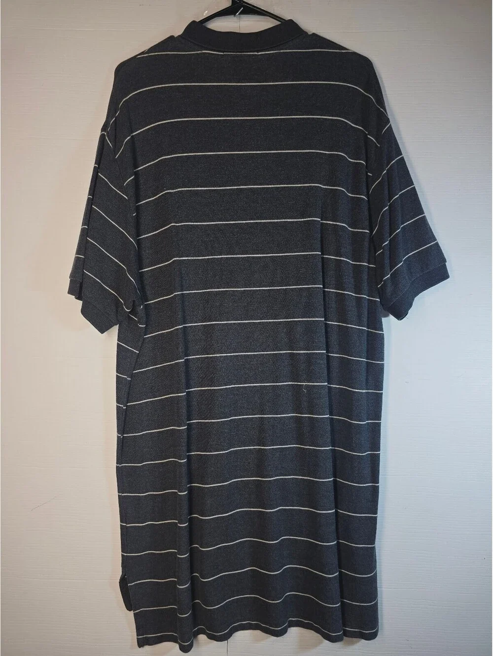 Polo Ralph Lauren Mens XL Charcoal Gray Striped Estate Mesh Polo Shirt